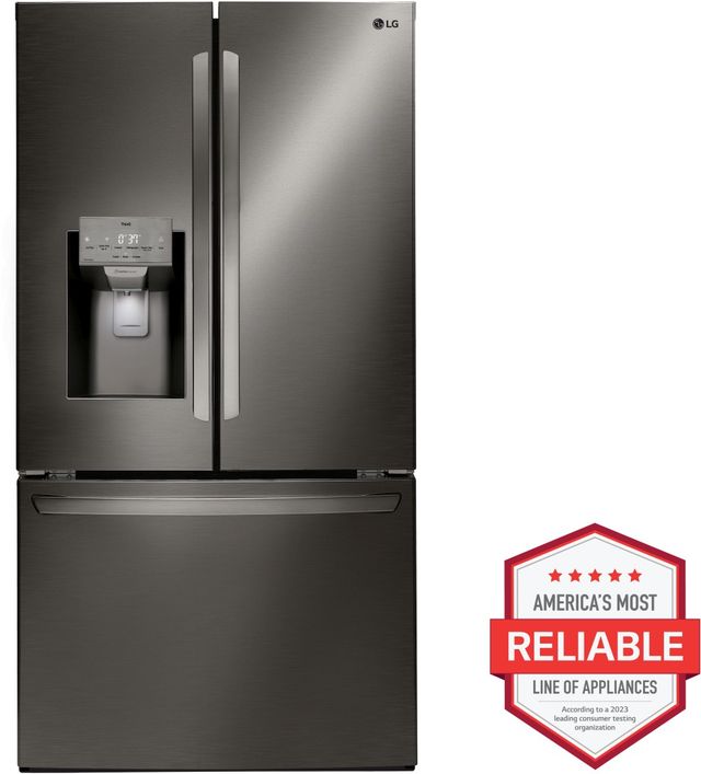 LG 36" 27.7 Cu. Ft. PrintProof™ Black Stainless Steel Freestanding French Door Refrigerator with Ice and Water Dispenser-1