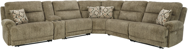 Signature Design by Ashley® Lubec 6-Piece Taupe Power Reclining Sectional with Armless Recliner and Armless Chair-0