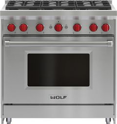 Wolf® 36" Stainless Steel Pro Style Liquid Propane Gas Range