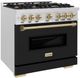 ZLINE Classic Series Autograph Edition 36" Satin Stainless Steel Pro Style Dual Fuel Range with Black Matte Door and Champagne Bronze Accents-1