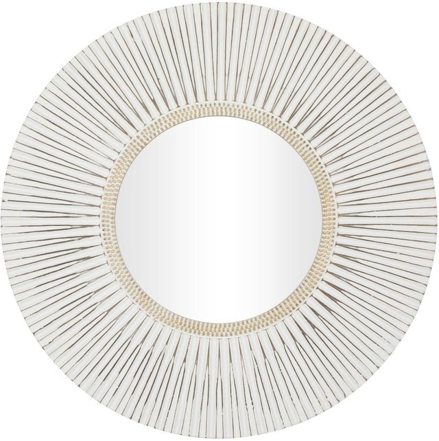 Deco Marche White Wall Mirror with Beaded Inner Circle-0