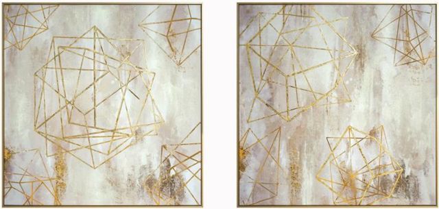 Classy Living 2-Piece Golden Geometric Harmony Duo Wall Art Set-0