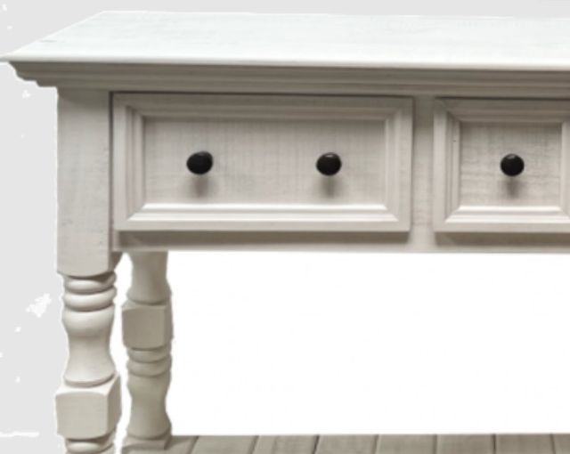 Million Dollar Rustic Cottage Frosted White Sofa Table-2