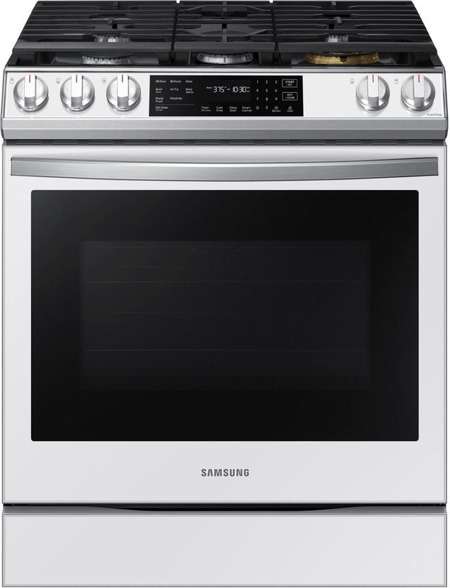 Samsung 8511 Series 30" White Glass Slide In Gas Range-0