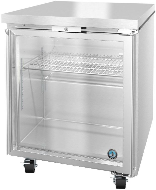 Hoshizaki Steelheart® 27" 6.21 Cu. Ft. Stainless Steel Single Section Undercounter Low Profile Refrigerator with Full Glass Door-2