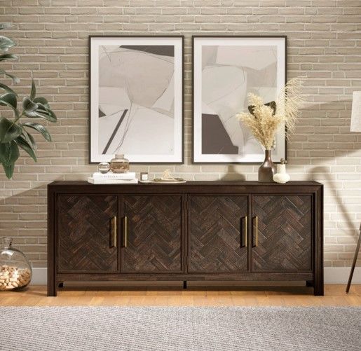 Jofran Inc. Gramercy Dark Chevron 4-Door Accent Cabinet-1