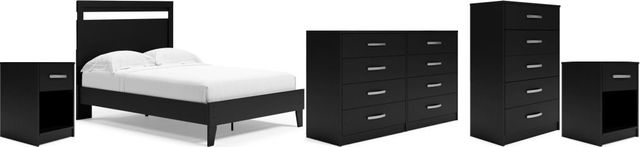 Signature Design by Ashley® Finch 5-Piece Black Full Panel Platform Bed Set-0