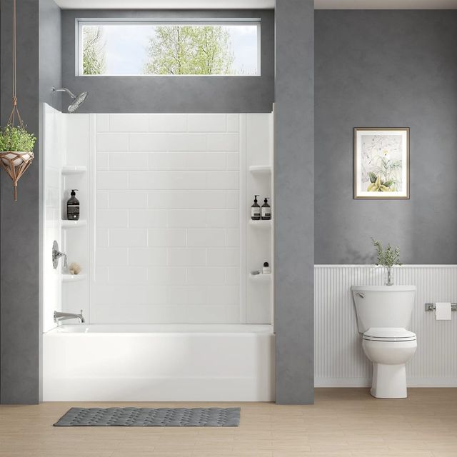 American Standard  Princeton® PRO White 60" x 32" Direct to Stud Subway Tile Bathtub Wall Set-2