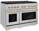 ZLINE Autograph Edition Paramount 48" Satin Stainless Steel Pro Style Dual Fuel Range with Polished Gold Accents-2