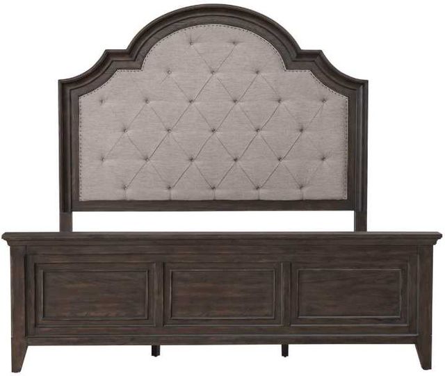 Liberty Furniture Paradise Valley Flax Tweed/Saddle Brown King Upholstered Panel Bed-2