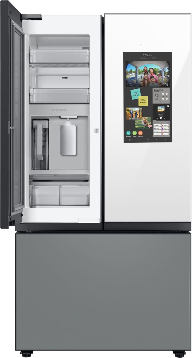Samsung Bespoke 36 in. 30.0 Cu. Ft. Matte Gray/White Glass 3-Door French Door Refrigerator with Family Hub™-2