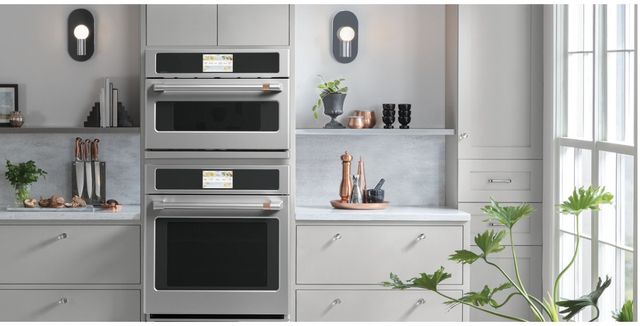 front view of a cafe double electric wall oven