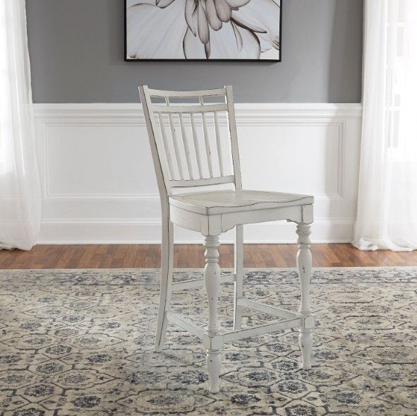 Liberty Furniture Magnolia Manor Antique White Spindle Back Counter Chair-1
