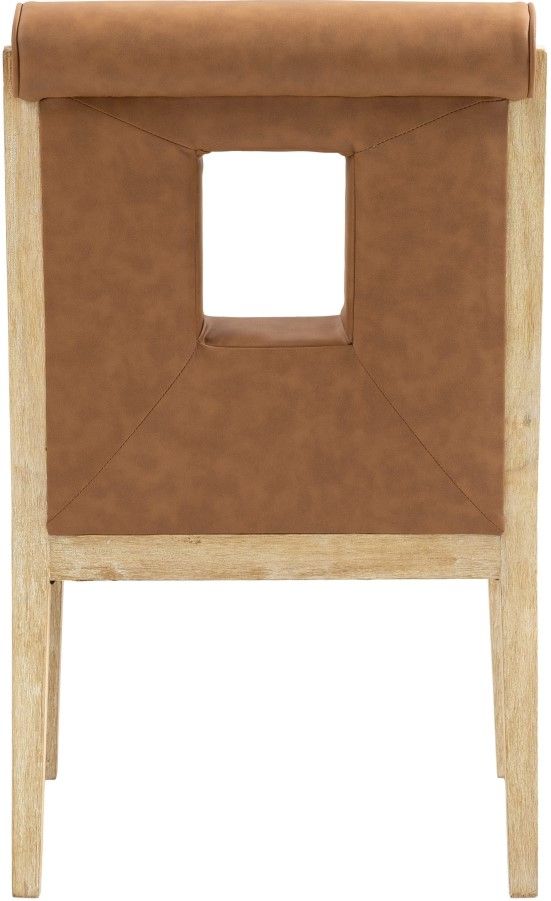 Meridian Furniture Gwendolyn Cognac/Natural Vegan Leather Dining Chair-3