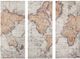 Olliix by Madison Park Map of the World 3 Piece Natural Printed Canvas with Hand Brush Embellishment Set-0