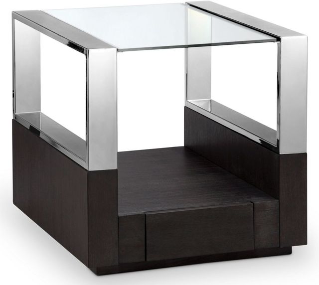 Magnussen Home® Revere Glass Top End Table with Graphite Base-0