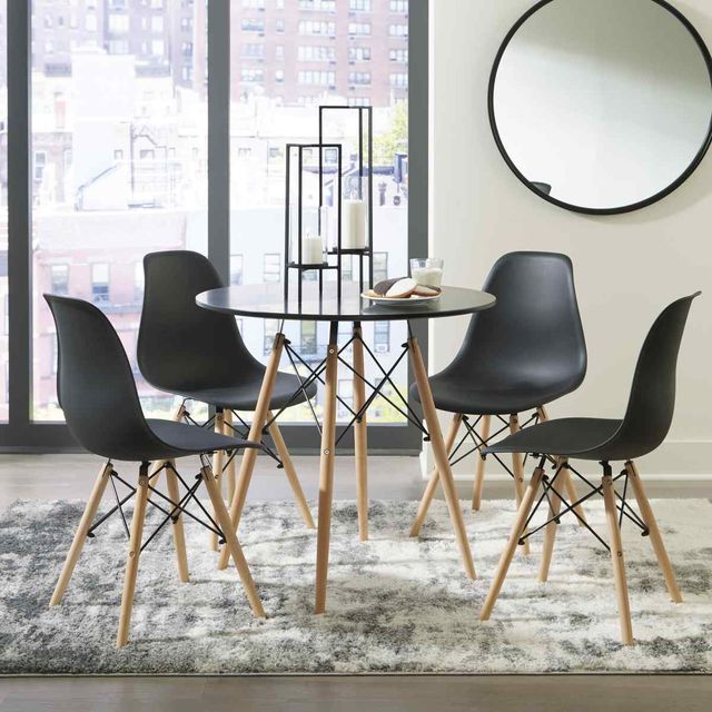 Signature Design by Ashley® Jaspeni 5 Piece Black/Natural Dining Set-3