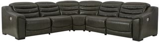 Signature Design by Ashley® Center Line 5-Piece Dark Gray Power Reclining Sectional