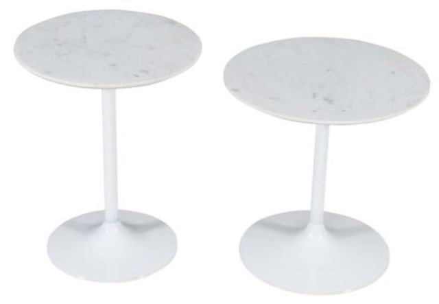 Jofran Inc. Global Archive Camille 2-Piece Marble Top Nesting Table Set with White Base-0