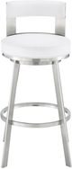 Armen Living Flynn Brushed Stainless Steel/White Swivel Counter Stool-3
