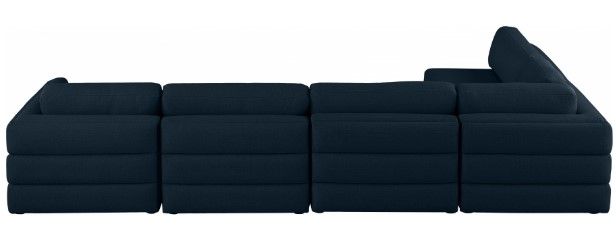 Meridian Furniture Beckham 5-Piece Navy Linen Polyester Modular Sectional-1