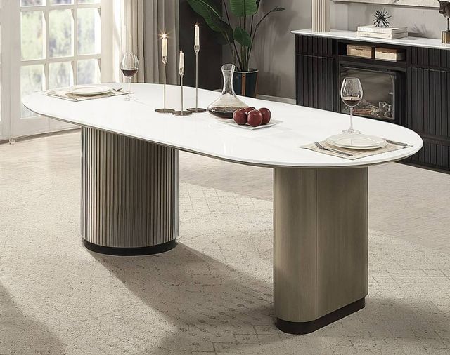 ACME Furniture Clayten White Dining Table with Light Oak Base-1