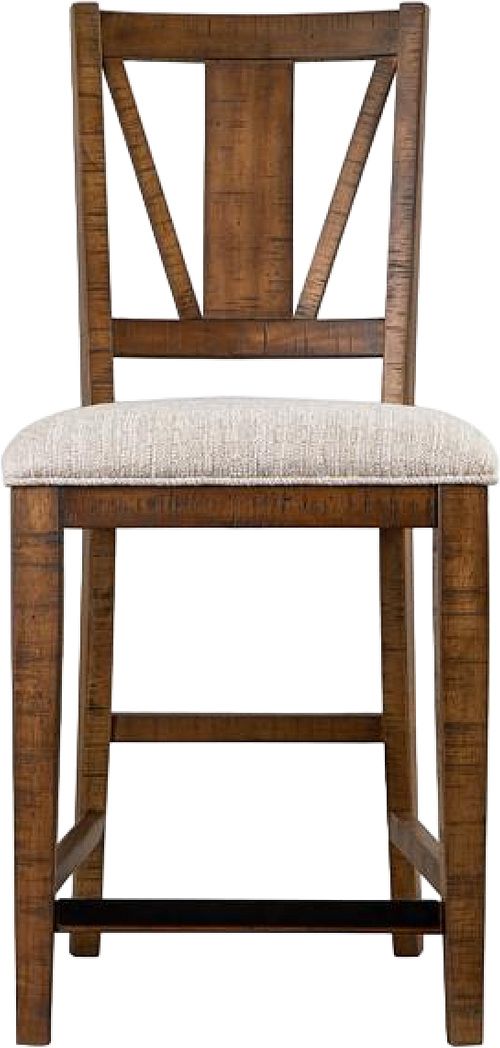 Magnussen Home® Bay Creek 2-Piece Baja Fog/Toasted Nutmeg Counter Chair Set with Upholstered Seat-3