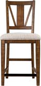 Magnussen Home® Bay Creek 2-Piece Baja Fog/Toasted Nutmeg Counter Chair Set with Upholstered Seat-3