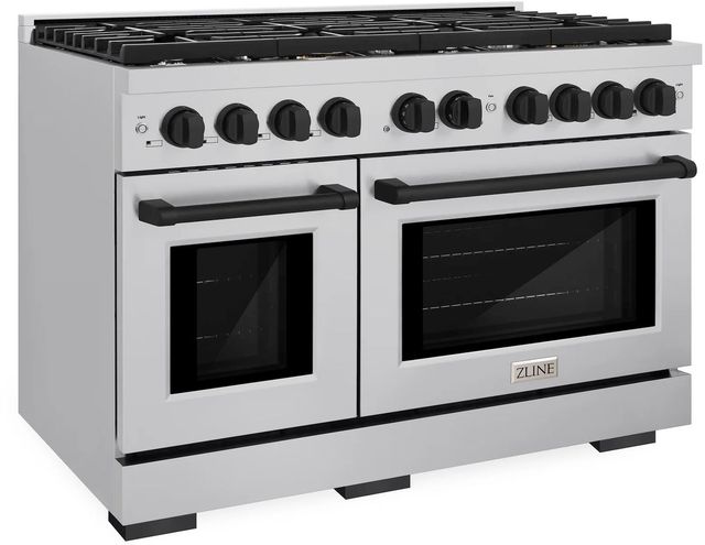 ZLINE Autograph Edition Paramount 48" Stainless Steel Pro Style Dual Fuel Range with Matte Black Accents-2