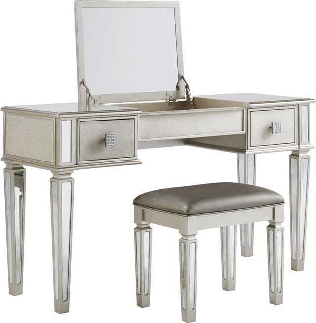 Signature Design by Ashley® Lonnix Silver Vanity and Stool-2