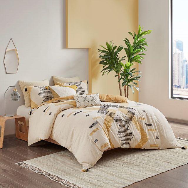 Olliix by INK+IVY Arizona 3 Pieces Yellow Full/Queen Cotton Comforter Set-4