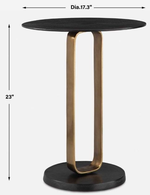 Uttermost® Aperture Brass Accent Table with Black Base and Top-2
