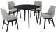 Armen Living Arcadia and Azalea 5-Piece Grey/Black Dining Set-0
