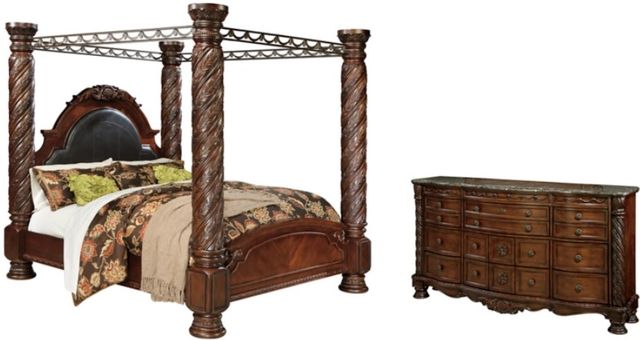 Millennium® by Ashley® North Shore 2-Piece Dark Brown King Poster Bed Set-0