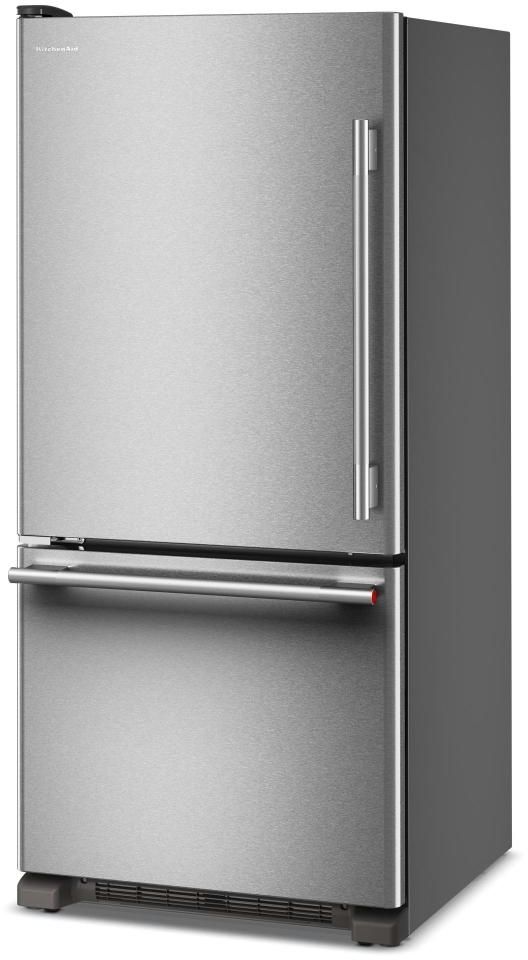 KitchenAid® 30" 19 Cu. Ft PrintShield® Stainless Steel Bottom Freezer Refrigerator with Left Door Swing-3