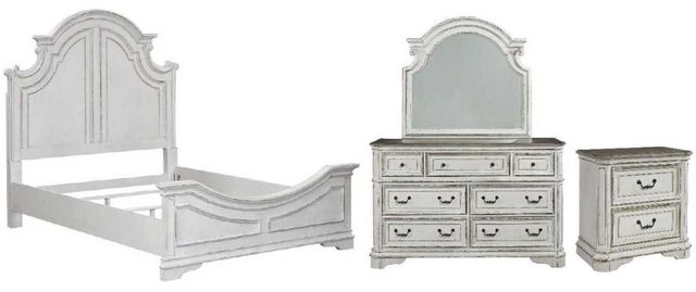 Liberty Furniture Magnolia Manor 4-Piece Antique White King Panel Bedroom Set-0