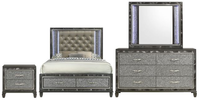 New Classic® Home Furnishings Radiance 4-Piece Black Pearl Queen Panel Storage Bedroom Set-0