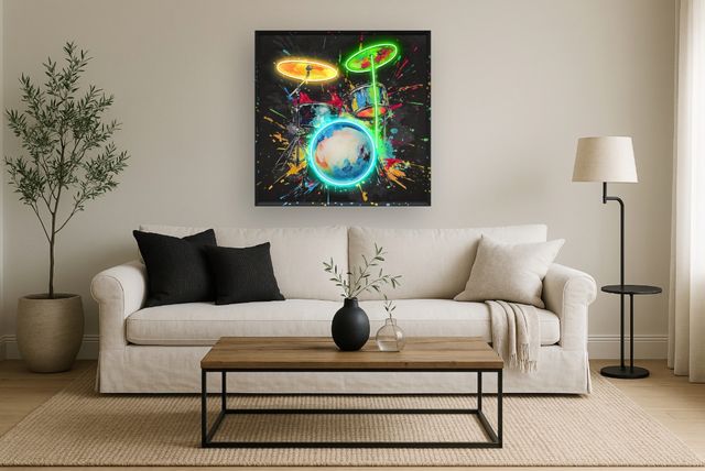 Classy Living Luminous Vivid Neon Guitar Wall Art-1