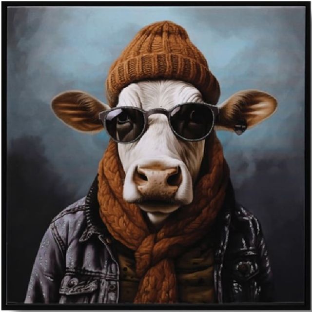 Classy Living Untamed Hipster Cool Cow Wall Art-0