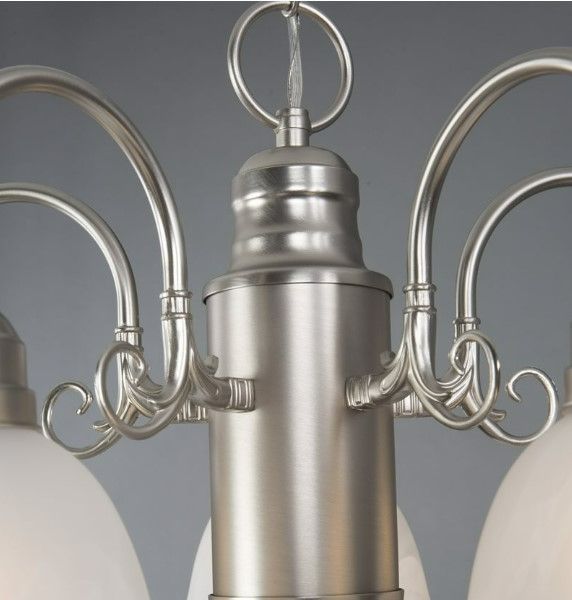 YHD Manzanita Satin Nickel/White 5-Light Chandelier-4