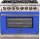 FORNO® Capriasca 36" Stainless Steel Pro Style Dual Fuel Range with Blue Door-0