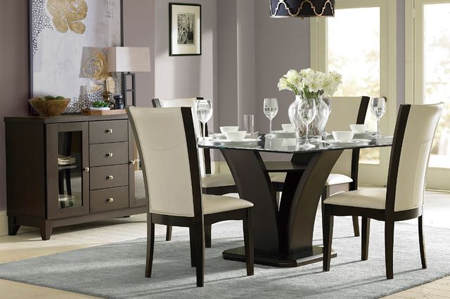Homelegance® Daisy Glass Top 54" Espresso Square Dining Table -3