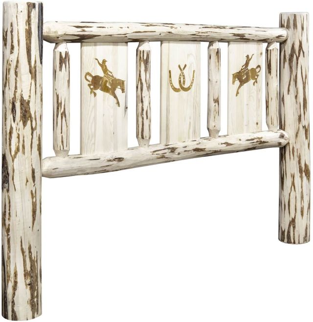 Montana Woodworks® Montana Collection Ready to Finish Twin Youth Headboard with Laser Engraved Bronc Design-0