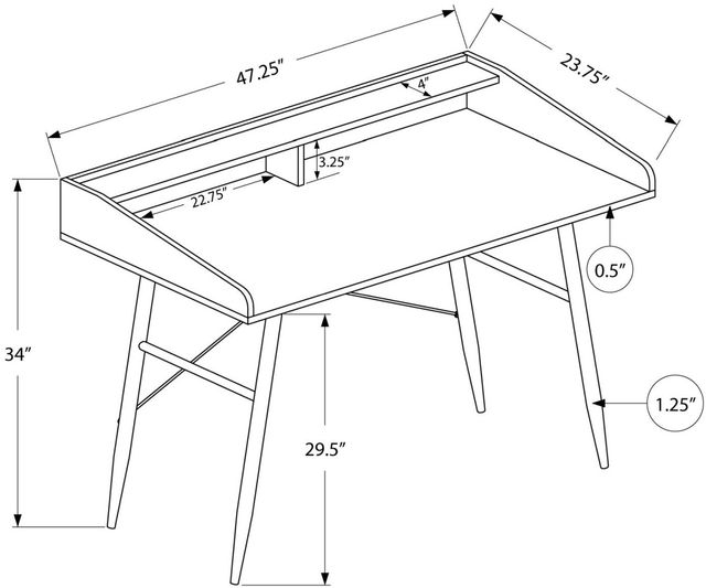 Monarch Specialties Inc. White Computer Desk-3
