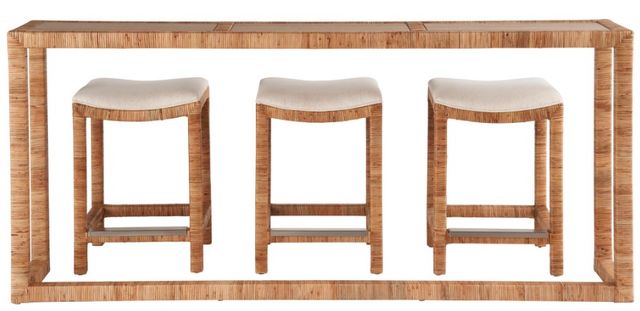 Universal Explore Home™ Weekender Coastal Living Home Sandbar 4-Piece Natural Rattan Console Set-2