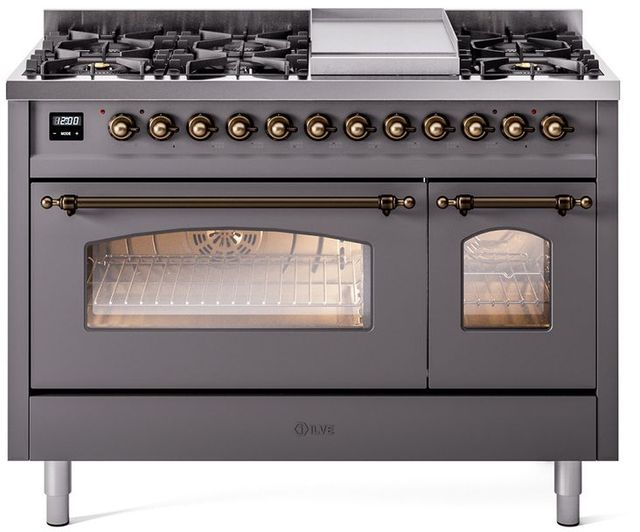 Ilve® Nostalgie II Series 48" Graphite Matte Pro Style Dual Fuel Range-0