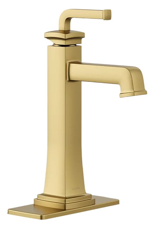 KOHLER® Riff® Vibrant Brushed Moderne Brass Tall Single-Handle Bathroom Sink Faucet-0