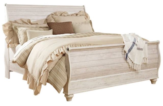 Signature Design by Ashley® Willowton 6-Piece Whitewash King Sleigh Bed Set-1