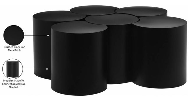 Meridian Furniture Dimple 6-Piece Matte Black 16" Modular Nesting Coffee Table Set-3