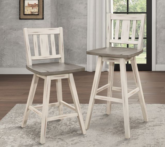 Homelegance® Amsonia Distressed Gray/White Sand Swivel Pub Height Chair with Divided X-Back-1